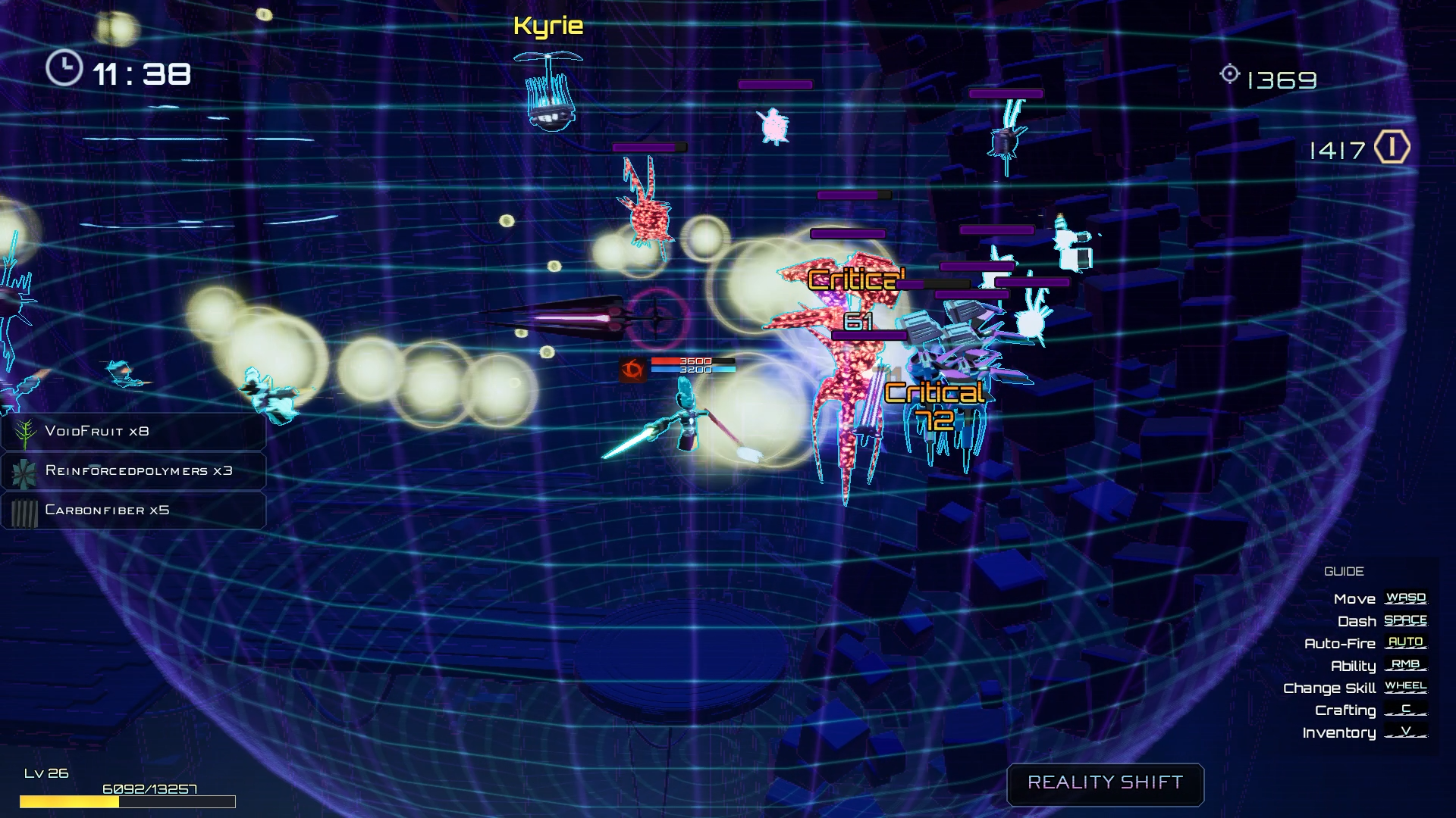 Reality Shift: the 2D plane opens into a 3D arena