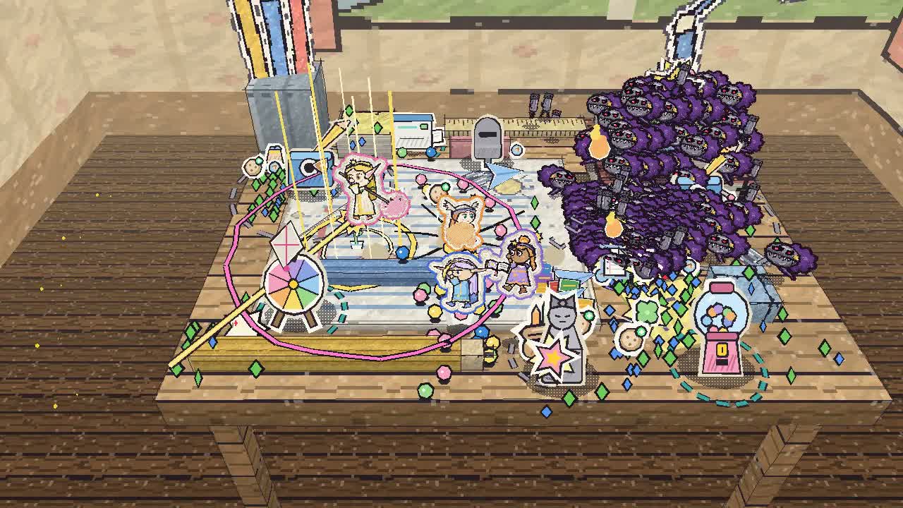 Rakuworld co-op on a desk